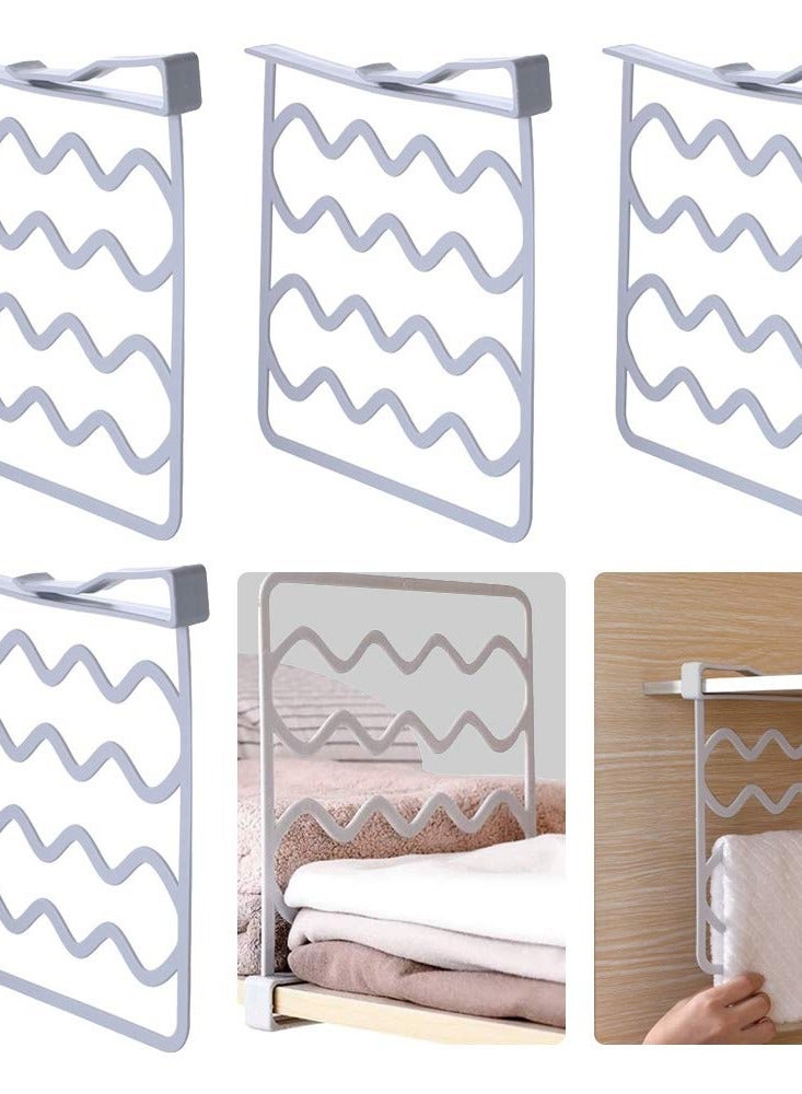 Y&D Practical Shelf Dividers, 4 Pieces Wardrobe Partition Shelves in Grey, Space-Saving Storage Solution and Towel Rack for Organizing - Image 1