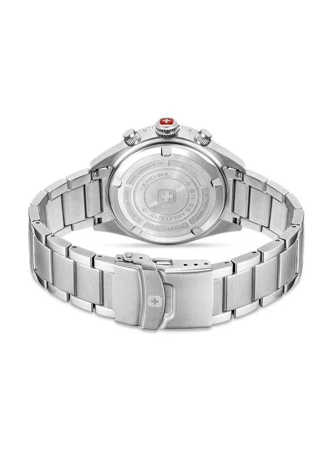 SWISS MILITARY HANOWA Greyhound Chrono 43mm Men's Watch with Black Dial & Stainless Steel Bracelet