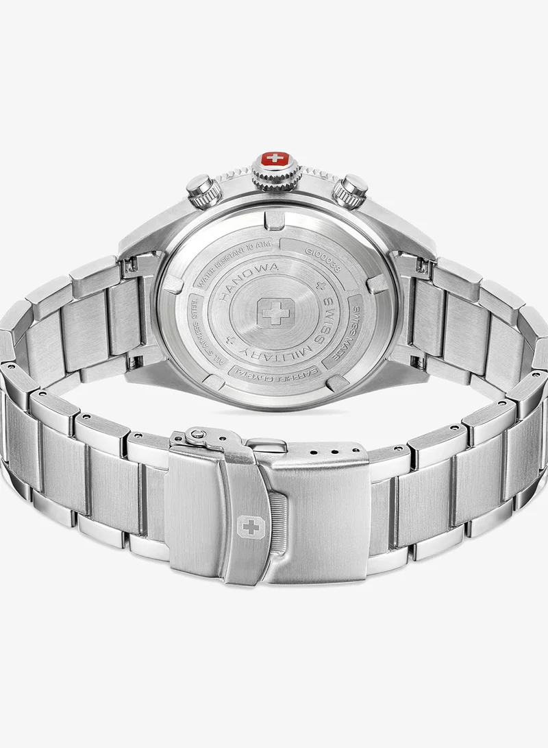 Swiss Military Hanowa Silver 1 Greyhound Chrono Black Dial Stainless Steel Bracelet Watch for Men, 43mm for Men | Best Price UAE