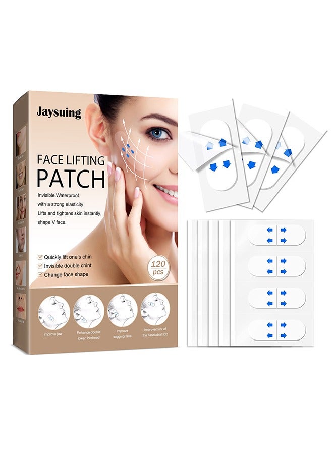 Jaysuing 120 Pcs Face Lifting Patch, Tighten Chin Fade Fine Lines Enhance Adhesive Tape, Shape V-Shaped Small Face Patch, Facial Invisible Lifting Patch ﻿ - Image 1