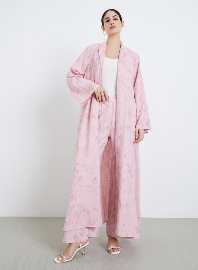 Amirah blazer collar front open abaya with wide leg pants modest set - Image 3