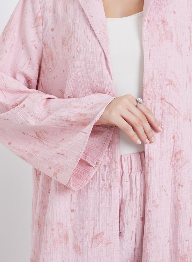 Amirah blazer collar front open abaya with wide leg pants modest set - Image 4