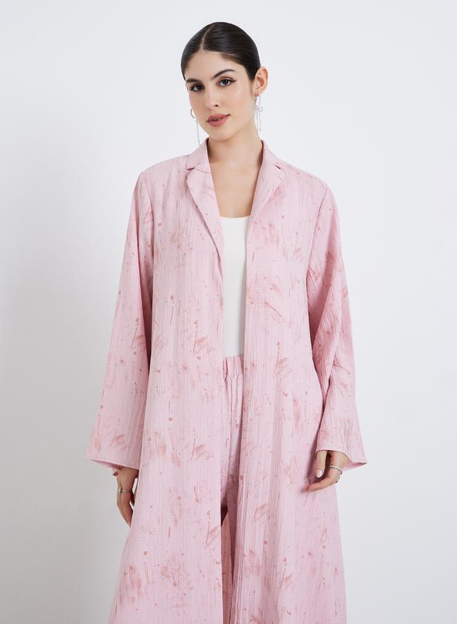 Amirah blazer collar front open abaya with wide leg pants modest set - Image 2