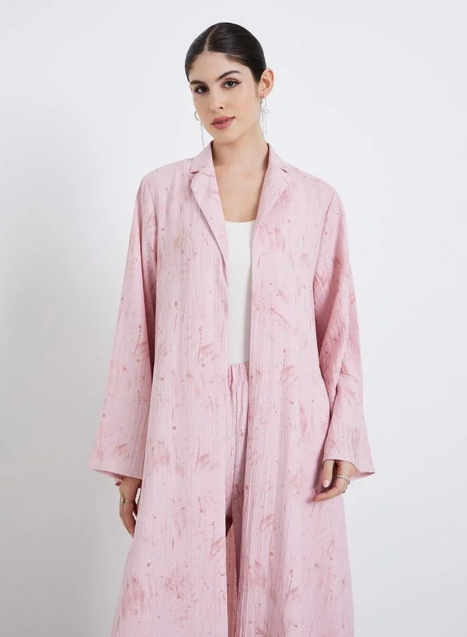 أميرة عباية مفتوحة من الأمام بياقة بليزر مع بنطلون واسع الساق طقم محتشم