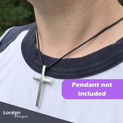 Loralyn Designs Black Leather Necklace (2mm) with Stainless Steel Clasps (16 Inch) - Image 4