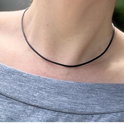 Loralyn Designs Black Leather Necklace (2mm) with Stainless Steel Clasps (16 Inch) - Image 3