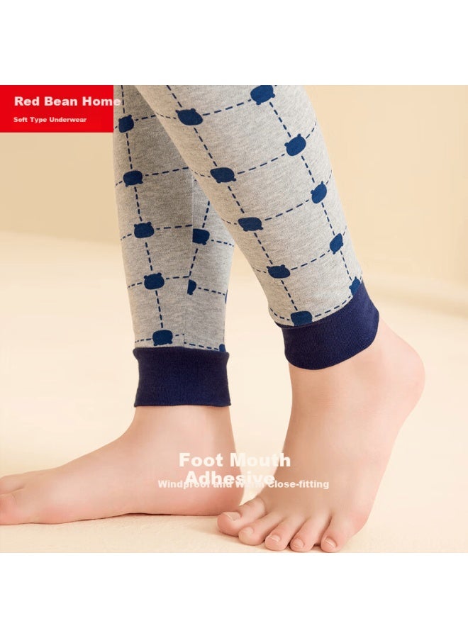 HOdo Home Hodohome Children's Autumn Underwear Set For Boys, Pure Cotton Antibacterial Thin Thermal Underwear For Older Boys, Style 101 Size 165 - Image 2