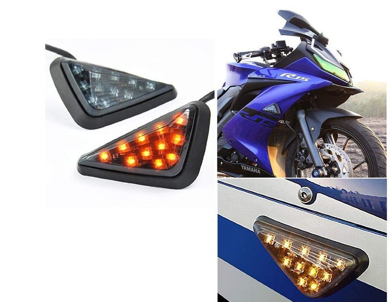 Gear Up Universal Triangle Flush Mount LED Turn Signals Blinker/Indicator For Suzuki Gixxer SF, Smoky Color (Set of 2 PCs)