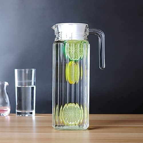BABALI. BABALI.Premium Luxury Glass jug with Lid,Juice iced Tea Pitcher, Cold ice Tea, Milk & Beverage Carafes 1.1 LTR Pack of 1.  - Image 2