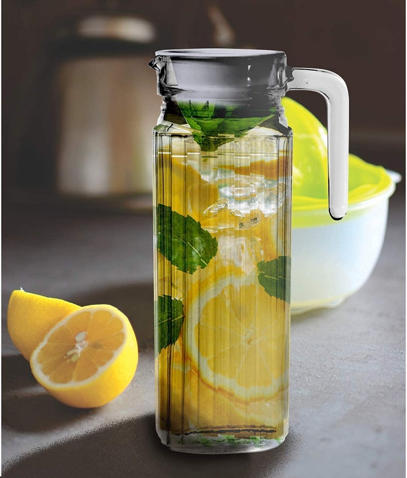 BABALI. BABALI.Premium Luxury Glass jug with Lid,Juice iced Tea Pitcher, Cold ice Tea, Milk & Beverage Carafes 1.1 LTR Pack of 1.  - Image 4