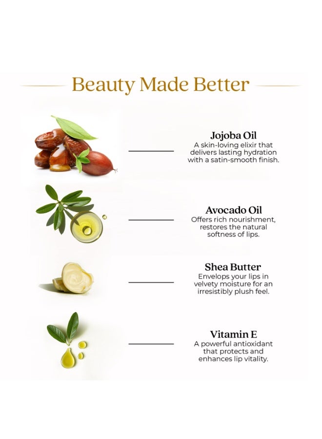 جاست هيربز أحمر شفاه "Just Herbs Luxe Satin Melt" بلمعان فائق | مكياج فاخر | تركيبة أيورفيدية | لمعان يدوم طويلاً | أحمر شفاه أيورفيدي – 4 جم (درجة 08 Mocha Glow) - Image 3