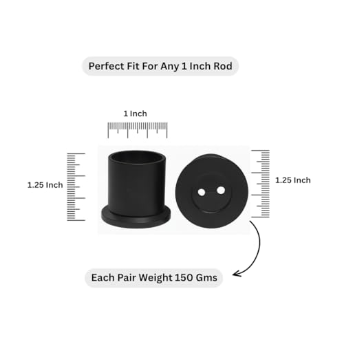 Colornest Wall to Wall Curtain Rod Bracket | 1 inch Curtain Rail Rod Holder Heavy-Duty – with Screws and Wall Plugs Pack of 2 | Black - Image 2