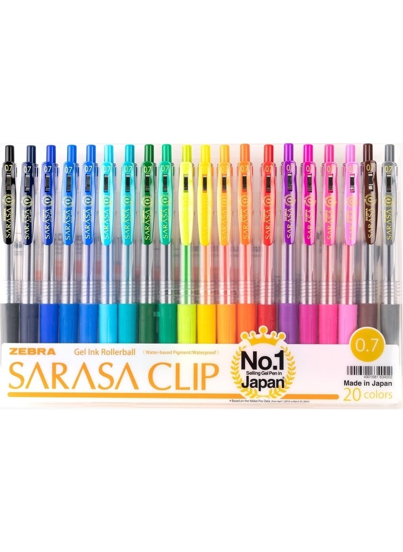 ZEBRA - Sarasa Clip Gel Ink Rollerball Pen 0.7 mm 20 Colors Set - Image 1