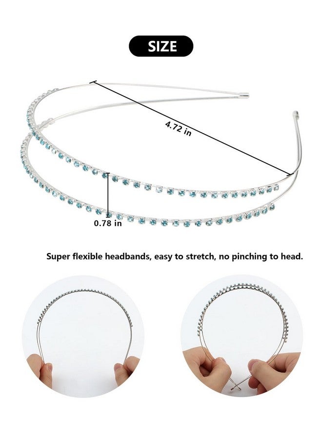 Loquat 4 Pack Rhinestone Headband Light Blue Headband Flower Girl Bridal Wedding Headband Crystal Headpiece Flower Leaf erfly Metal Headband Little Girls Kids Hair Accessories For Women Girls Gifts - Image 3