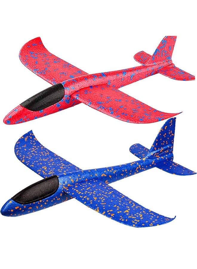 Bootaa 2 Pack Airplane Toys, 17.5" Large Throwing Foam Plane, 2 Flight Mode Glider, Flying Toy For Kids, Birthday Gifts For 3 4 5 6 7 8 9 10 11 12 Year Old Boys Girls, Outdoor Sport Toys Party Favors - Image 1