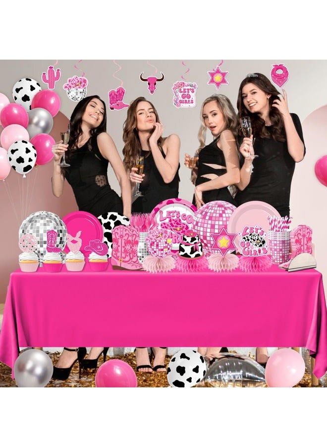 YTGUVBK Cowgirl Birthday Party Decorations, 222Pcs Disco Cowgirl Party Decorations Plates Napkins Cups Banner Hanging Swirl Tablecloth Balloons Cake Topper for Western Cowgirl Bachelorette Party Decorations - Image 3