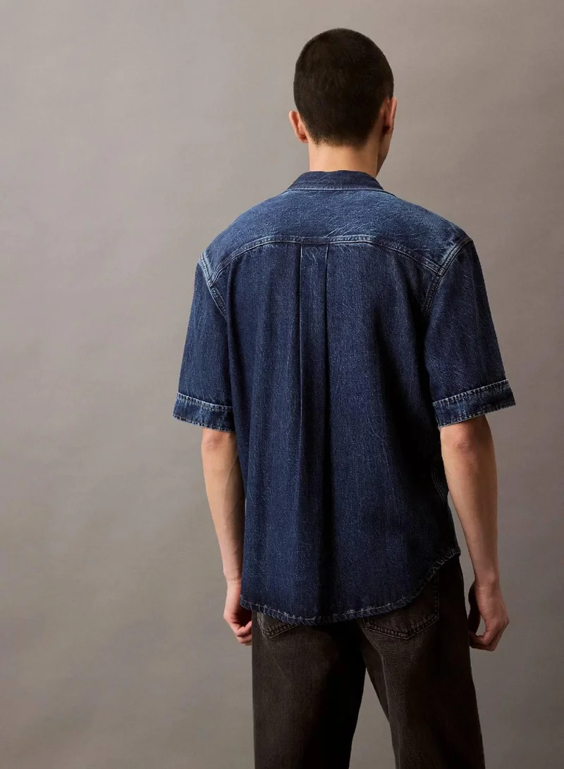Calvin Klein Jeans DARK ECLIPSE Denim Lyocell Short Sleeve Shirt for Men | Best Price UAE