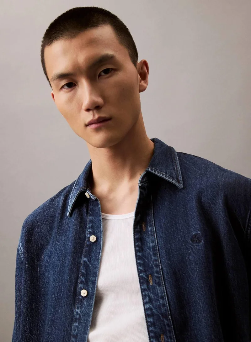 Calvin Klein Jeans DARK ECLIPSE Denim Lyocell Short Sleeve Shirt for Men | Best Price UAE