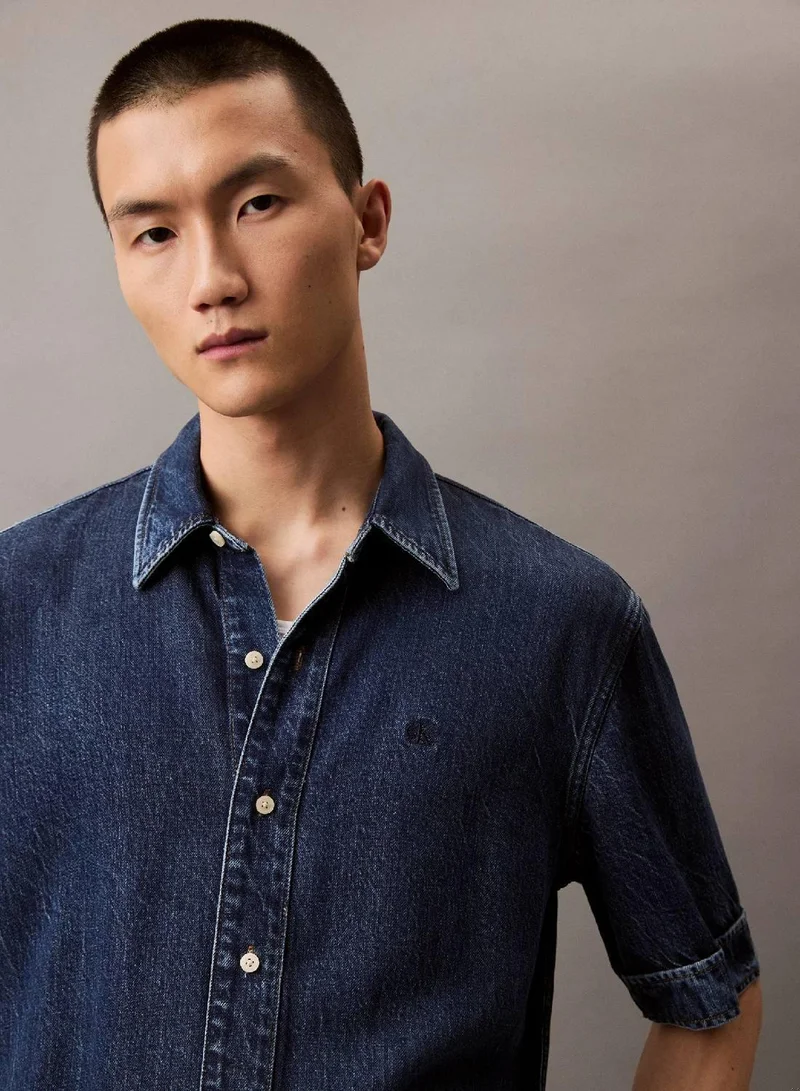 Calvin Klein Jeans DARK ECLIPSE Denim Lyocell Short Sleeve Shirt for Men | Best Price UAE
