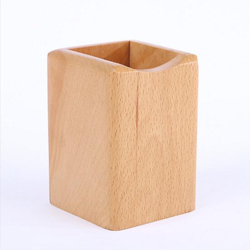 2pcs Pen Box Multiple-Use Desk Organizer Wood Storage Box (Beech) - Image 1