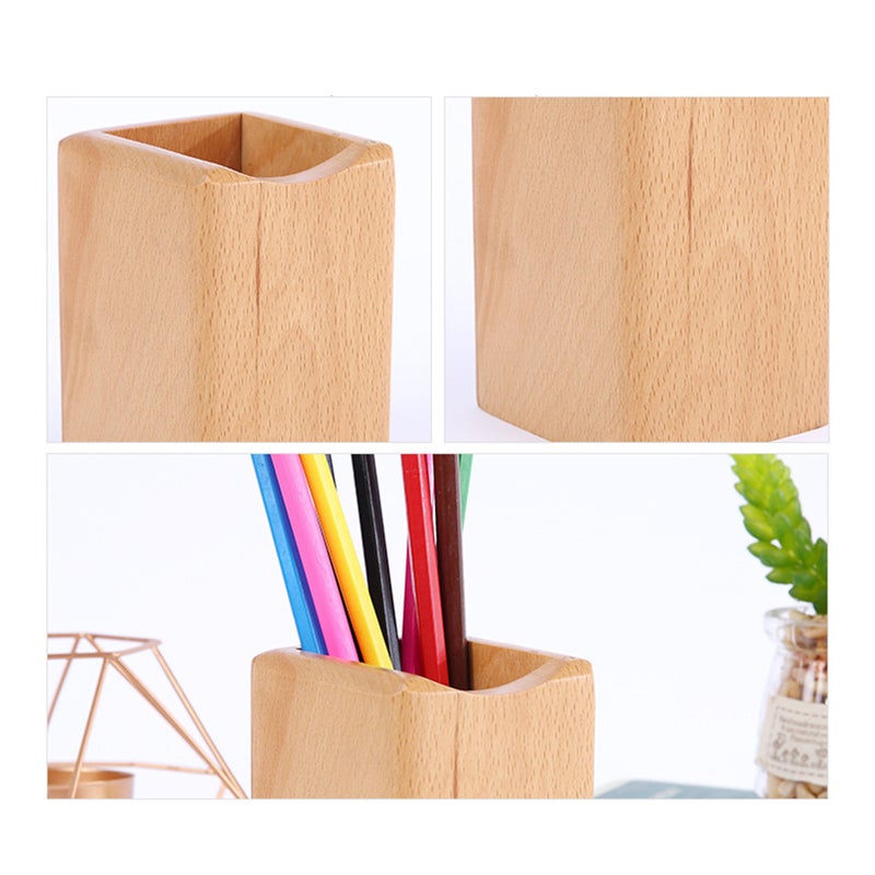 2pcs Pen Box Multiple-Use Desk Organizer Wood Storage Box (Beech) - Image 5