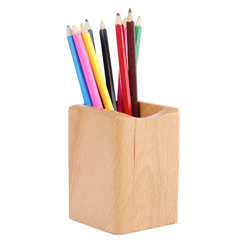 2pcs Pen Box Multiple-Use Desk Organizer Wood Storage Box (Beech) - Image 2
