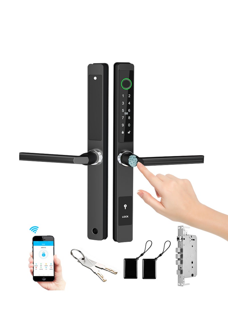 Sharpdo Smart Lock, Fingerprint Door Lock with Saudi Standard Mortise 3085, Door Lock WiFi & TT App, 2 Keys,2 RFID Cards, Biometric Lock Deadbolt, Black  - Image 1