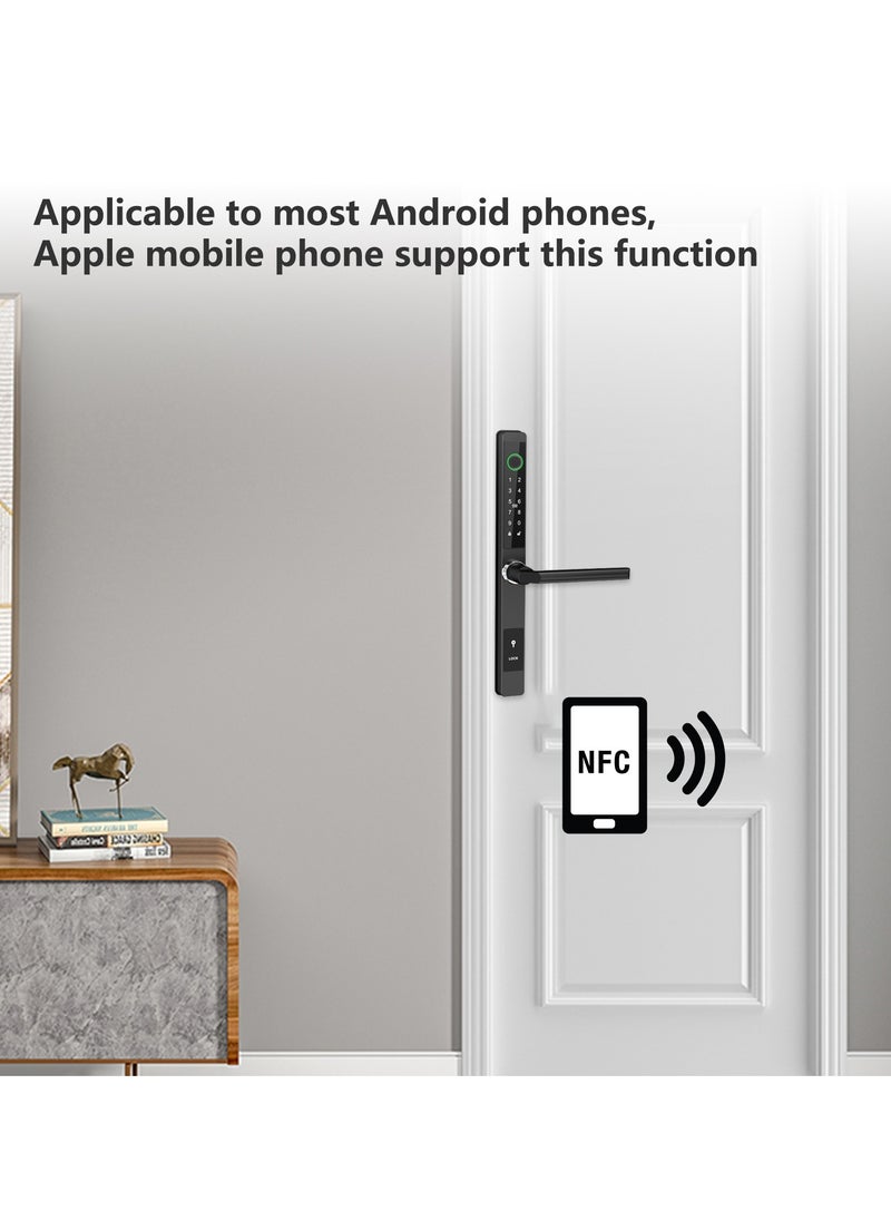 Sharpdo Smart Lock, Fingerprint Door Lock with Saudi Standard Mortise 3085, Door Lock WiFi & TT App, 2 Keys,2 RFID Cards, Biometric Lock Deadbolt, Black  - Image 2