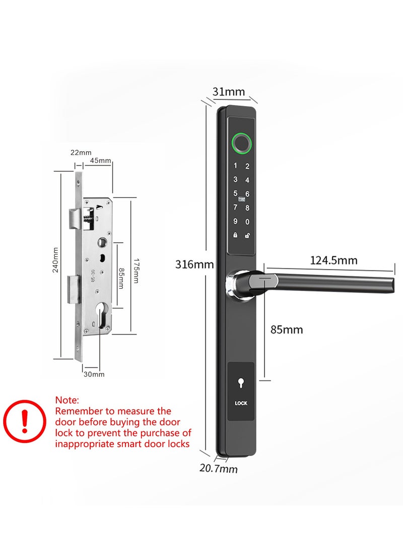 Sharpdo Smart Lock, Fingerprint Door Lock with Saudi Standard Mortise 3085, Door Lock WiFi & TT App, 2 Keys,2 RFID Cards, Biometric Lock Deadbolt, Black  - Image 4