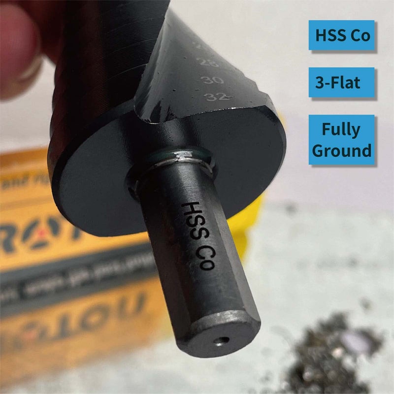STROTON 4-32mm Metric 5% Cobalt Step Drill Bit for Stainless Steel and Hard Metal (15 Steps) - Image 3