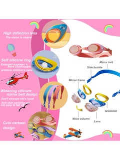Generic Kids Swimming Cap with Swim Goggles Silicone Cartoon Girls Swim Cap Boys Bathing Caps for Kids Waterproof Tear-resistance Durable for Children Long and Short Hair Age 3-15 (Blue Dinosaur)  - Image 5