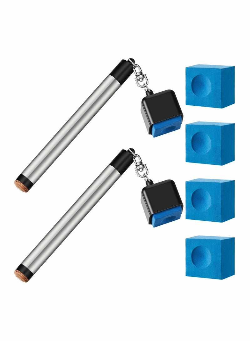 Excefore 2 Pcs Pool Chalk Holder for Billiards 2 in 1 Cue Chalk Holder Portable Cue Tip Billiard Cue Tip Tool with 4 Pcs Pool Chalk Cubes Pool Table Accessories for Sport Game Tournament Home Hobby  - Image 1