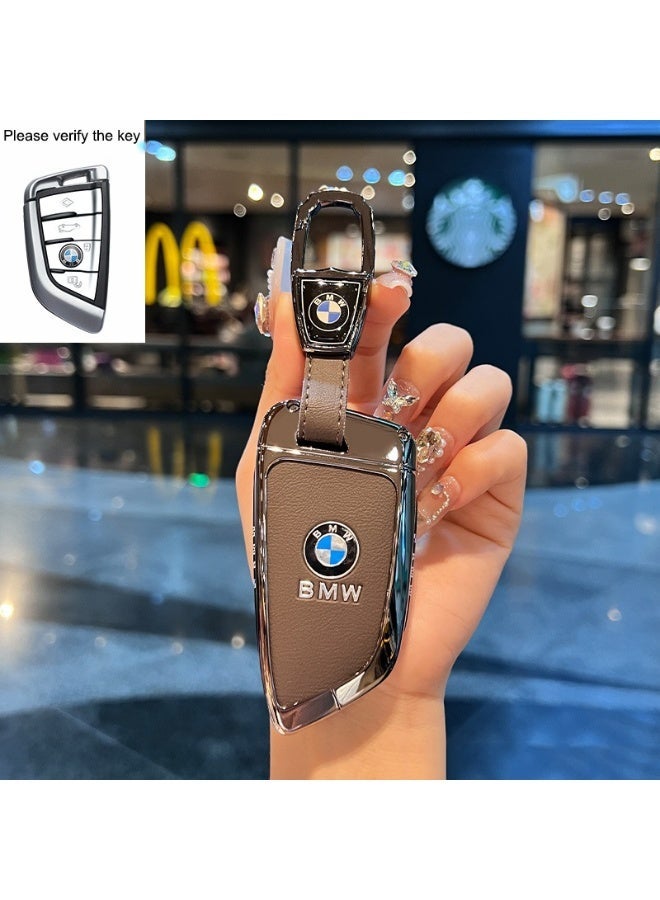 BMW Key Cover Compatible with 5 Series 530li/525li, 3 Series, 7 Series, X1/X5/X7 - Red Leather Rope  Buckle - Image 1
