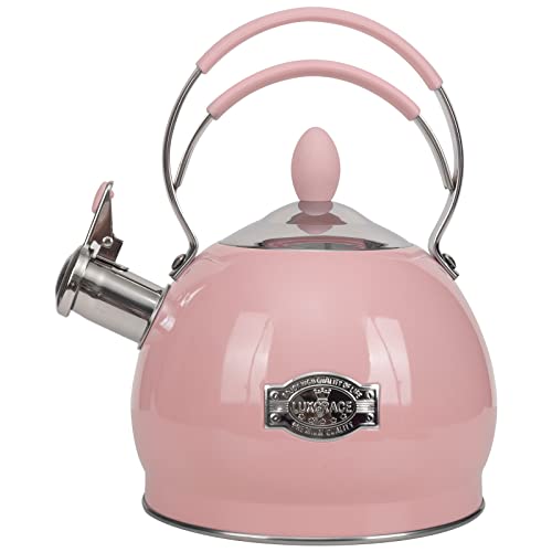 LUXGRACE Whistling Tea Kettle Stainless Steel Teapot, Teakettle for Stovetop Induction Stove Top, Fast Boiling Heat Water Tea Pot 2.6 Quart - Image 1
