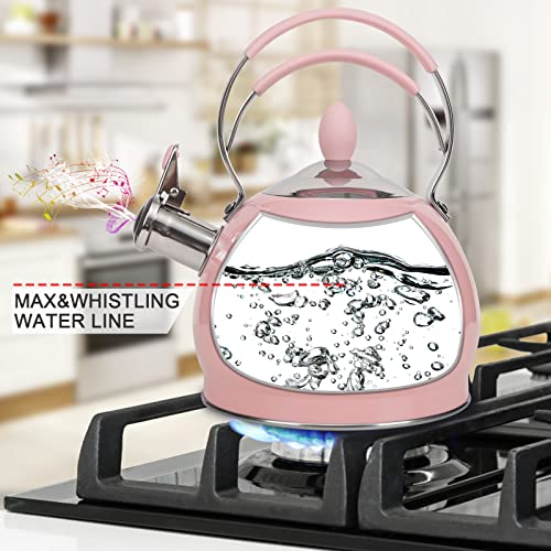 LUXGRACE Whistling Tea Kettle Stainless Steel Teapot, Teakettle for Stovetop Induction Stove Top, Fast Boiling Heat Water Tea Pot 2.6 Quart - Image 3