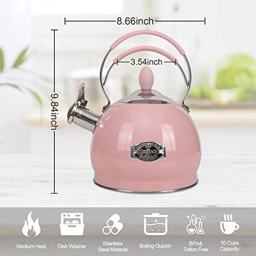 LUXGRACE Whistling Tea Kettle Stainless Steel Teapot, Teakettle for Stovetop Induction Stove Top, Fast Boiling Heat Water Tea Pot 2.6 Quart - Image 5
