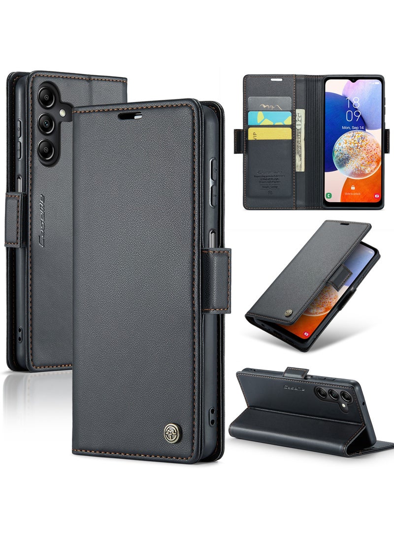 جراب هاتف لسامسونج جالاكسي ايه 14 4 جرام / 5 جرام مضاد للخدش جلد مسنده فتحة للبطاقات جيب المال أسود - Image 1