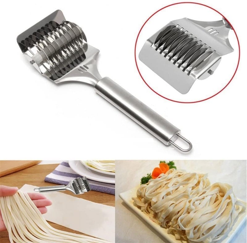 Simxen SIMXEN Noodle Lattice Roller Docker8 inch High Grade Stainless Steel Noodle Lattice Roller Docker Dough Cutter Spaghetti Maker for Kitchen Cooking ToolsPack of 1  - Image 5