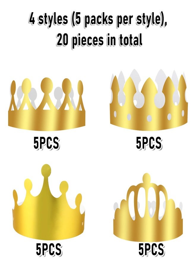 Styquenzer Gold Paper Crowns, 20 PCS 4 Type Golden King Crown Paper Crowns for Kids and Adults Foldable Party Crown Hat for Birthday Celebration Baby Shower Photo Props Wedding Anniversary - Image 4