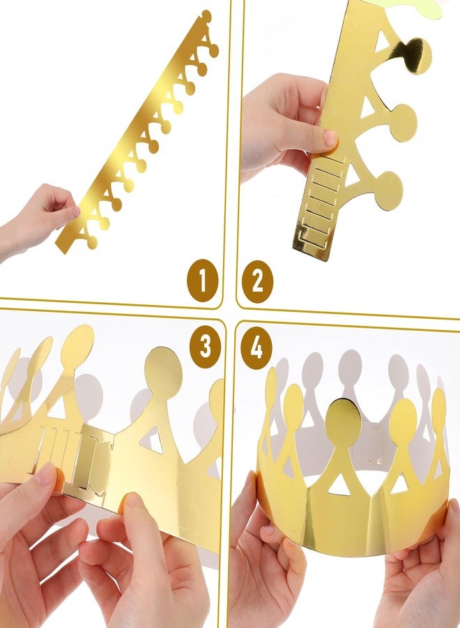 Styquenzer Gold Paper Crowns, 20 PCS 4 Type Golden King Crown Paper Crowns for Kids and Adults Foldable Party Crown Hat for Birthday Celebration Baby Shower Photo Props Wedding Anniversary - Image 3