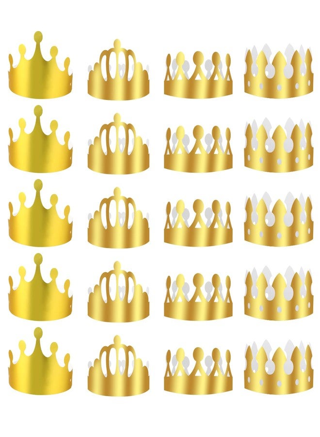 Styquenzer Gold Paper Crowns, 20 PCS 4 Type Golden King Crown Paper Crowns for Kids and Adults Foldable Party Crown Hat for Birthday Celebration Baby Shower Photo Props Wedding Anniversary - Image 1