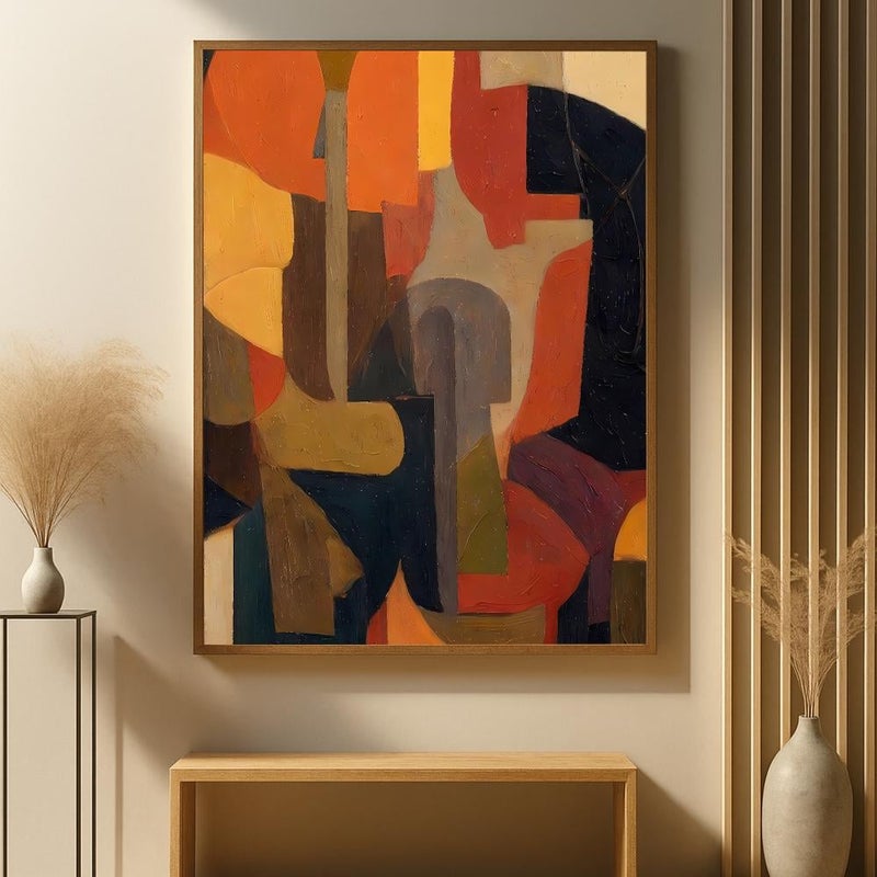 ماركتنا لوحة قماشية بتصميم تجريدي مع برواز مجوف مقاس (50×70) قطعة واحدة - Image 2