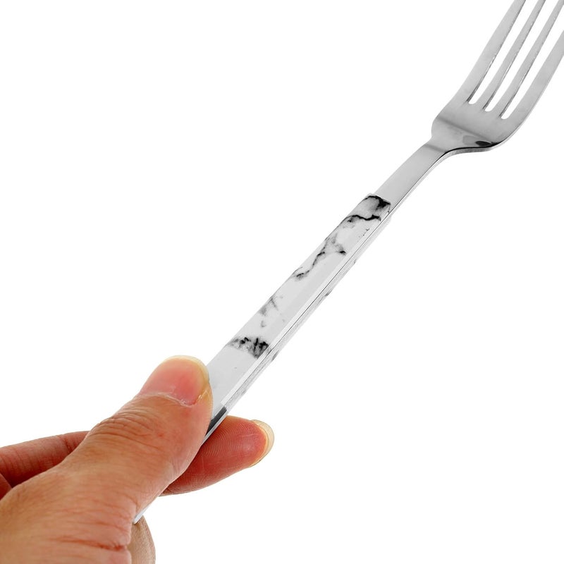 Marble Handle Stainless Steel Cutlery Set with Fork, Spoon, and Knife – Reusable Silverware Flatware Kit for Dining and Travel, 5pcs Portable Tableware Set - Image 3