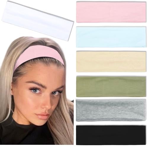 Tobeffect Trendy Non-Slip Headbands Set for Women - 7PCS Elastic Soft Thick Cotton Cloth Headbands for Yoga, Running, Workout, and Sports - Image 1