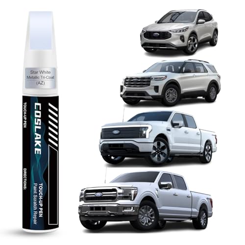 COSLAKE Car Touch Up Paint(Star White Metallic Tri-Coat(AZ)) for Ford, Car Paint Scratch Repair Kit, Quick & Easy Solution to Repair, 2 in 1 Scratch Remover Pen with 2PCS Disposable Micro Applicators - Image 1