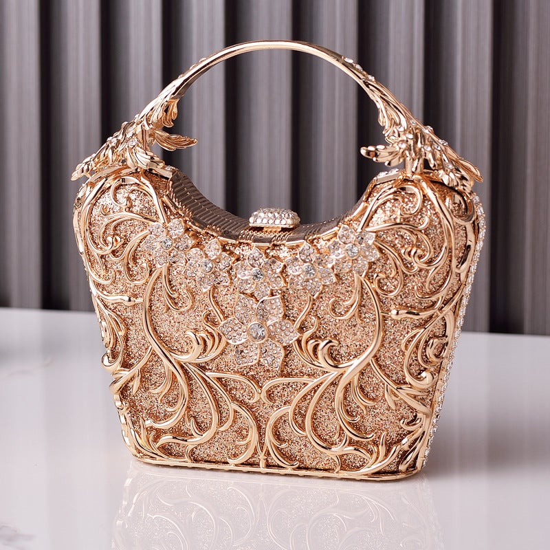Elegant Black Evening Clutch with Cut-Out Sparkling Design and Clasp Closure - Image 1