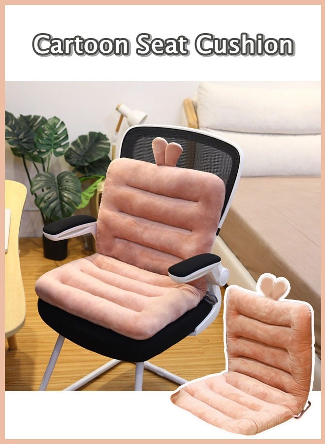 Multifunctional Seat Cushion with Integrated Back Support Adjustable Strap Design Elastic Rope Backrest Cartoon Style Comfortable Seat Cushion for Office Home Dining Chair(Pink) - Image 1