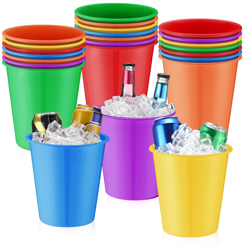 Layhit 24 Pcs Plastic Ice Buckets for Parties 3 Liters Wine Bucket Portable Ice Holder Disposable Wine Cooler for Party Wedding Party Beverages Champagne Soda and Beer (Multicolour) - Image 1