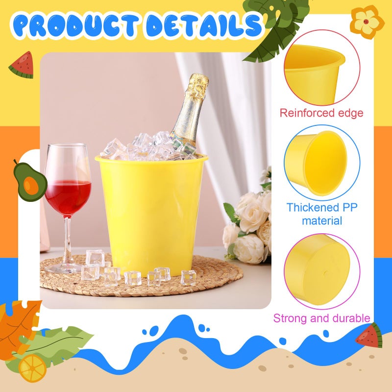 Layhit 24 Pcs Plastic Ice Buckets for Parties 3 Liters Wine Bucket Portable Ice Holder Disposable Wine Cooler for Party Wedding Party Beverages Champagne Soda and Beer (Multicolour) - Image 3