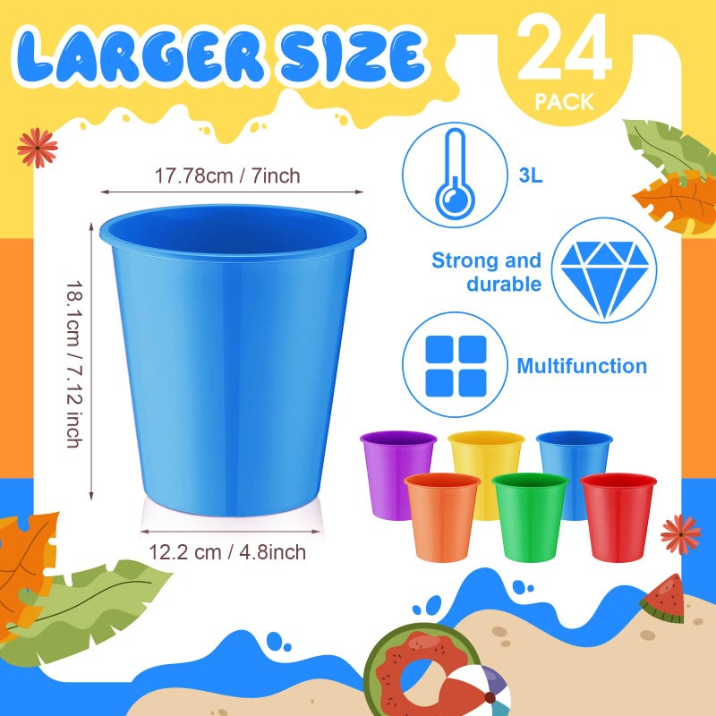 Layhit 24 Pcs Plastic Ice Buckets for Parties 3 Liters Wine Bucket Portable Ice Holder Disposable Wine Cooler for Party Wedding Party Beverages Champagne Soda and Beer (Multicolour) - Image 2